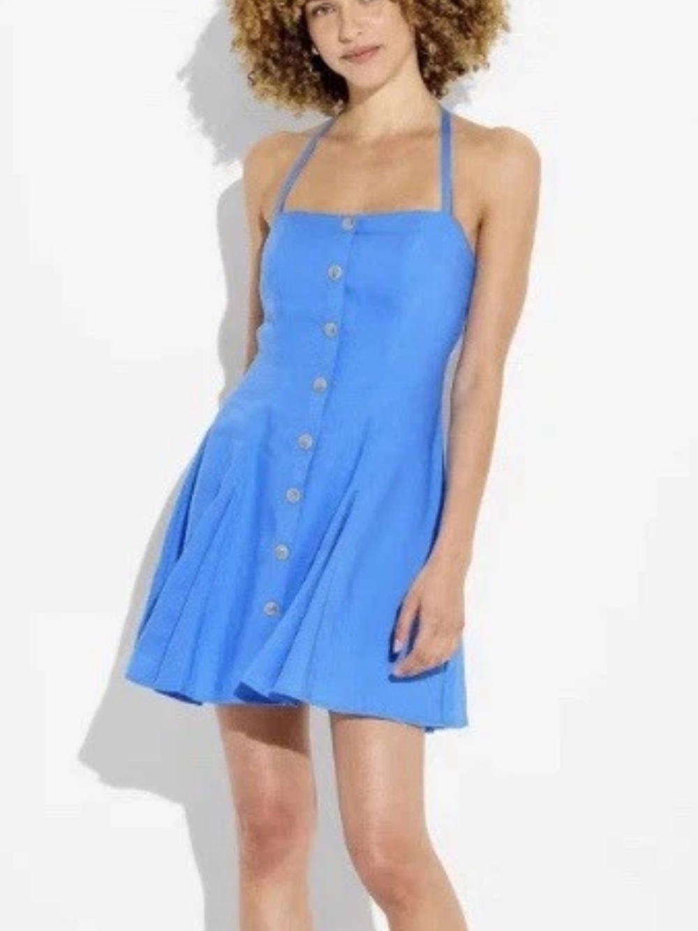 NWT Women’s Wild Fable Button-Front Halter Mini A-Line Dress. Size Small
